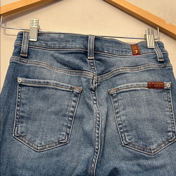 7 for all mankind raw hem skinny jeans with white stripes Size 24 EUC - Picture 5 of 9